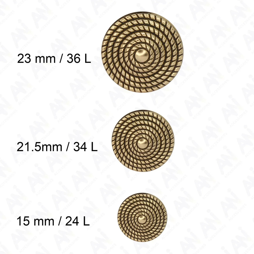 Textured Dome Metal Buttons | 	15mm, 21mm & 23mm