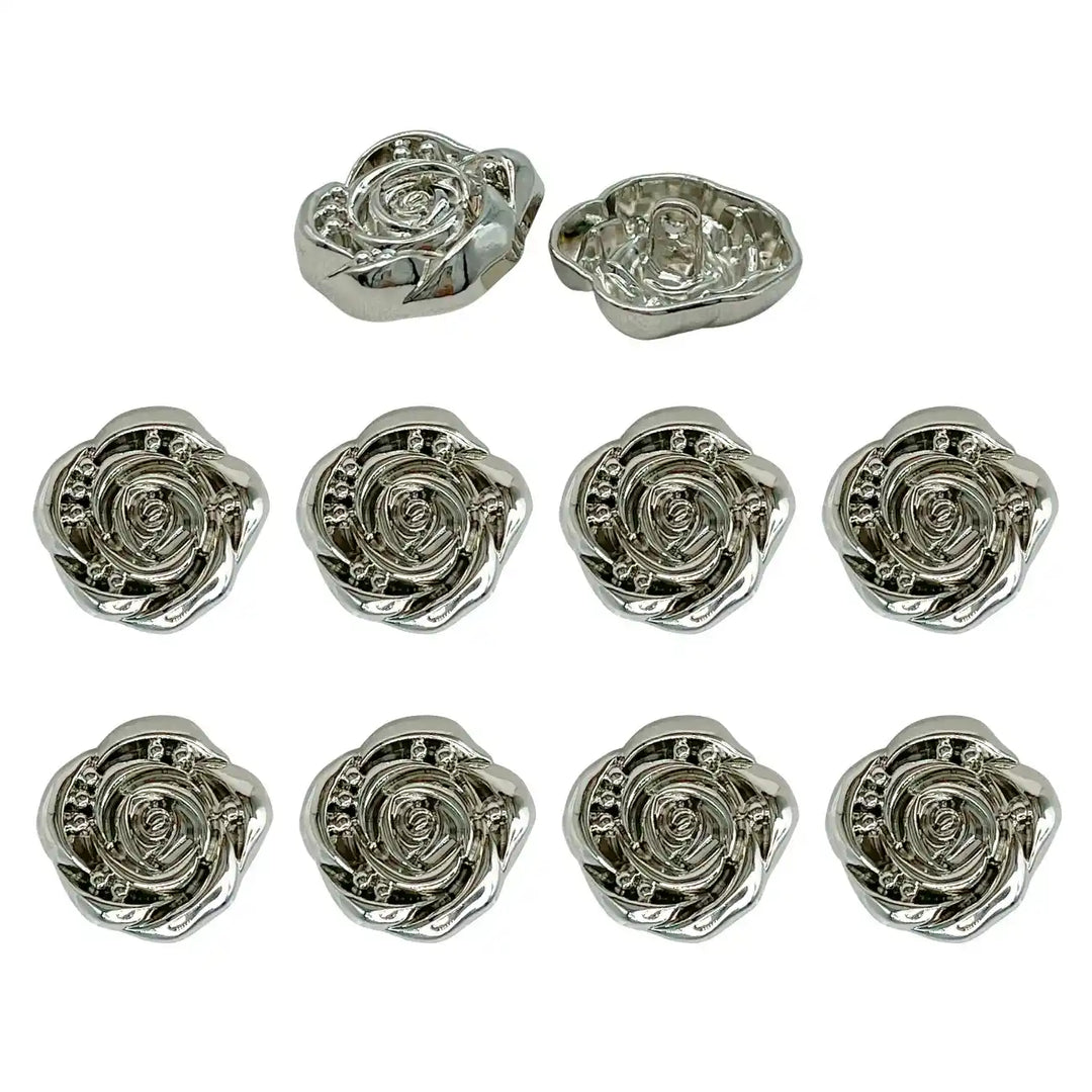 Decorative Rose Metal Buttons | 11mm(17L), 18mm(28L) & 23mm(36L)
