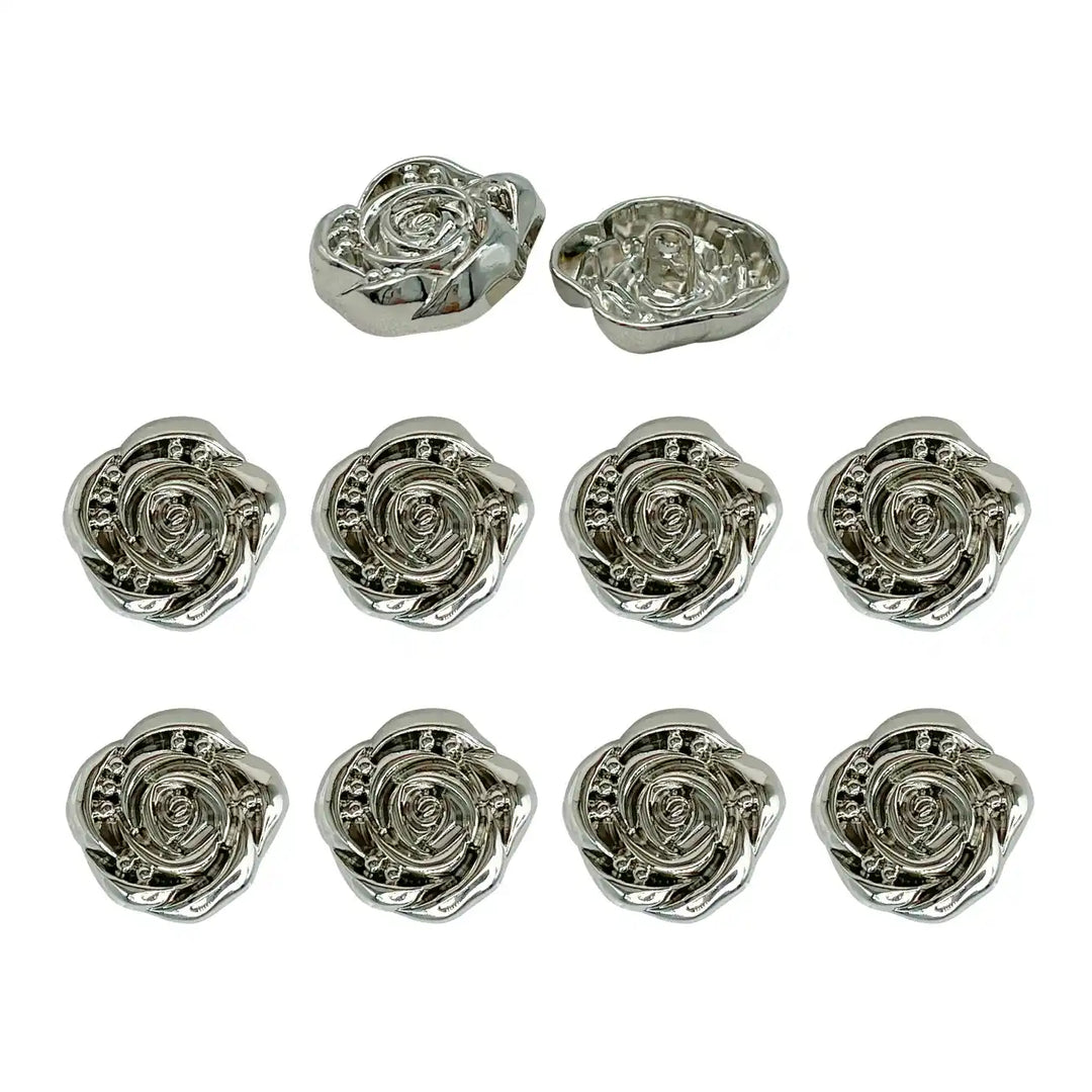 Decorative Rose Metal Buttons | 11mm(17L), 18mm(28L) & 23mm(36L)