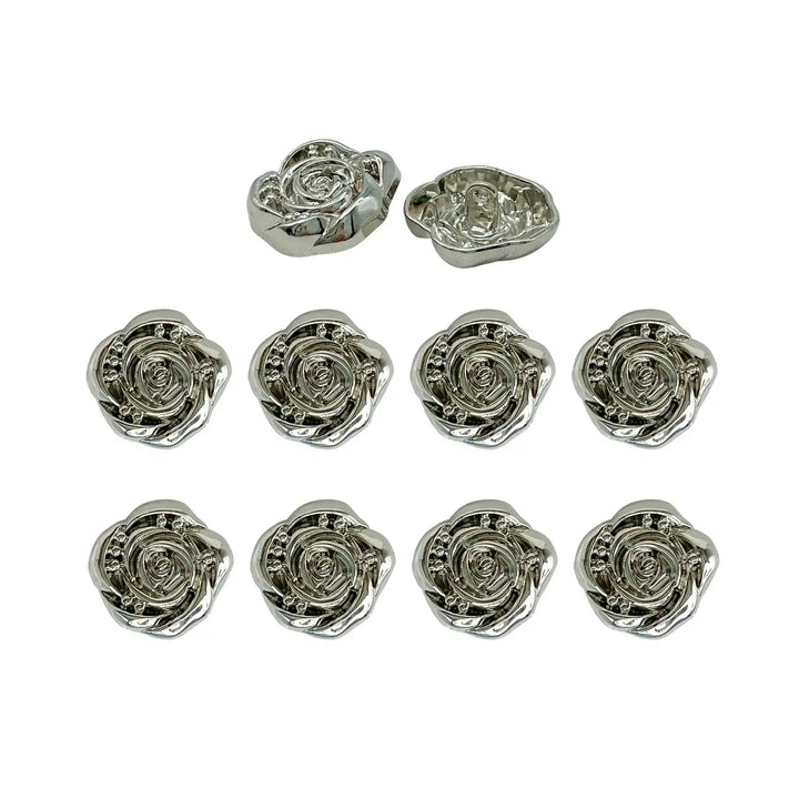 Decorative Rose Metal Buttons | 11mm(17L), 18mm(28L) & 23mm(36L)