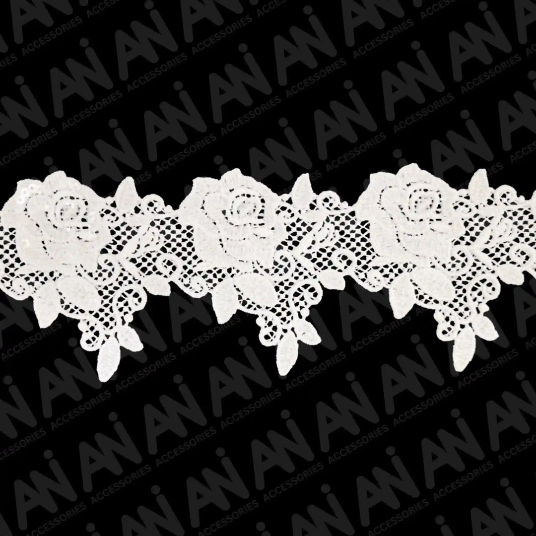 Detailed Rose Design Sequins Lace | 2 Meter