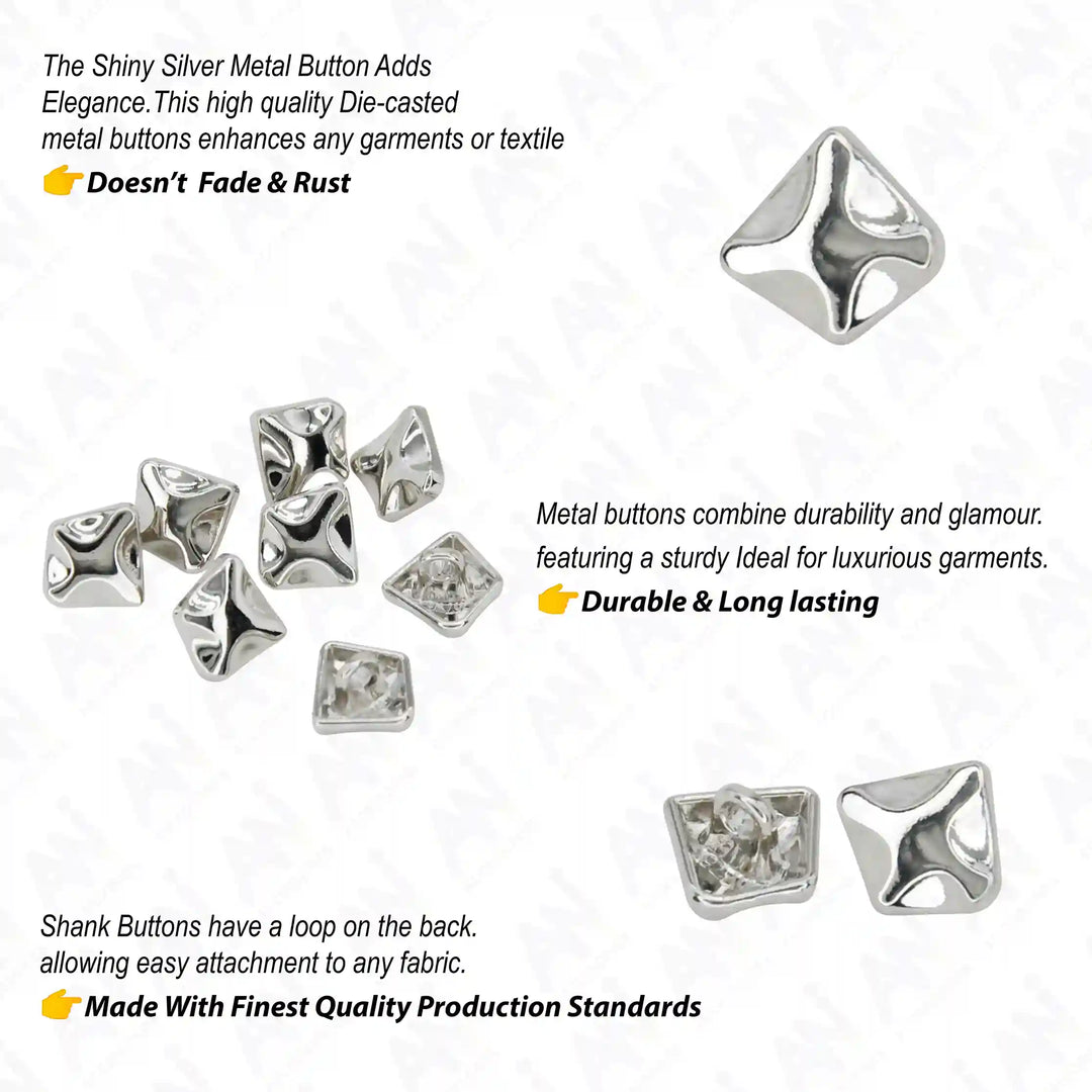 Rounded Square Metal Buttons