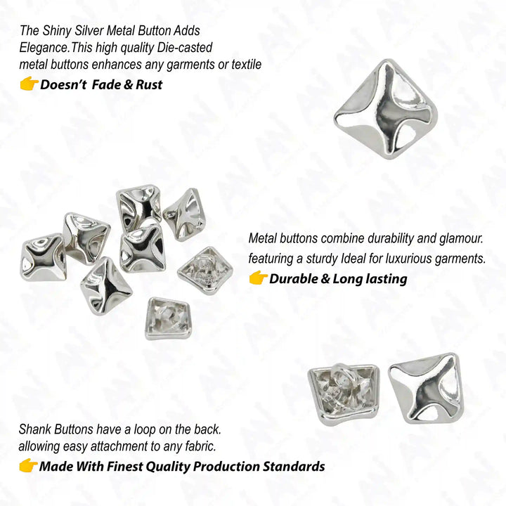 Rounded Square Metal Buttons