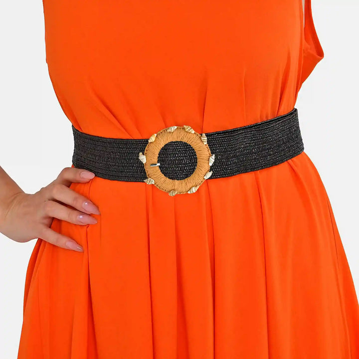 Woven Scalloped Raffia Buckle