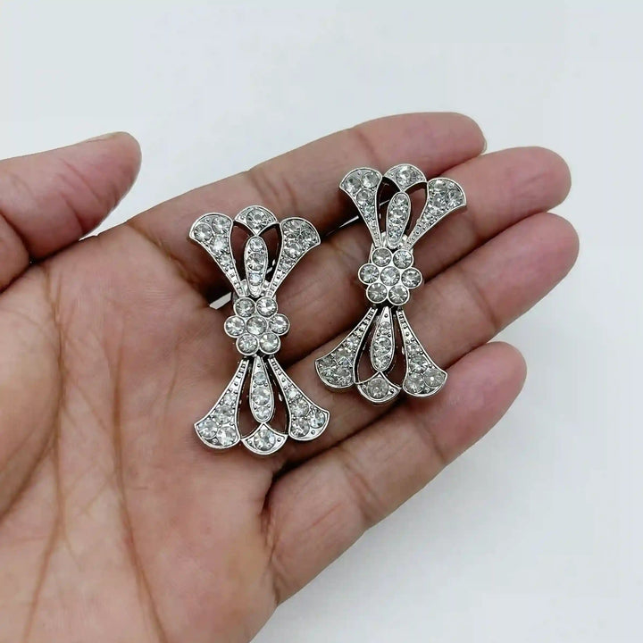 Bow Style Rhinestone Metal Frog Closure Buttons