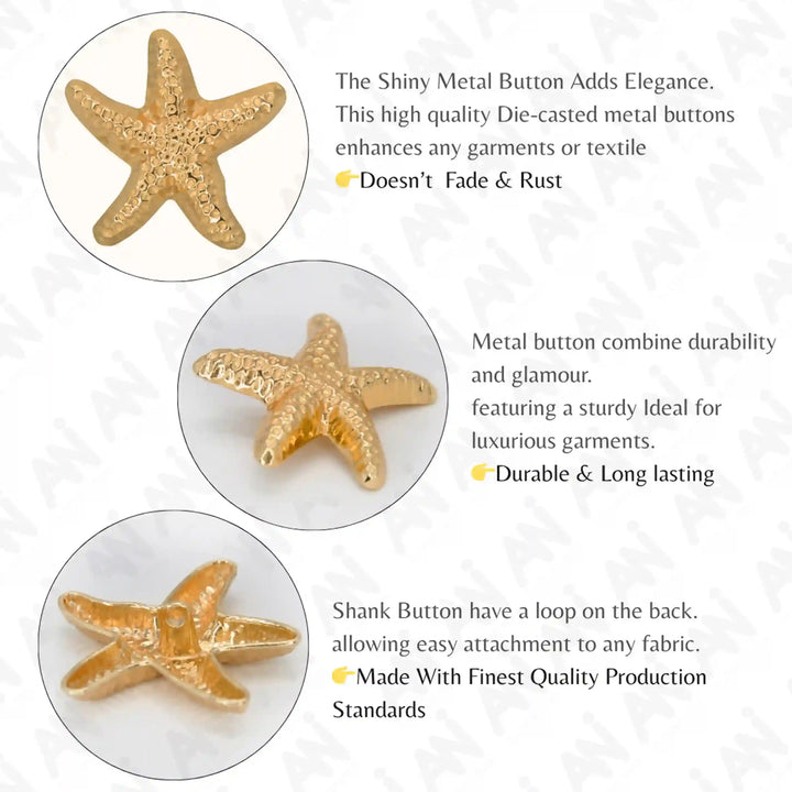 Star Metal Buttons | 38mm(60L)
