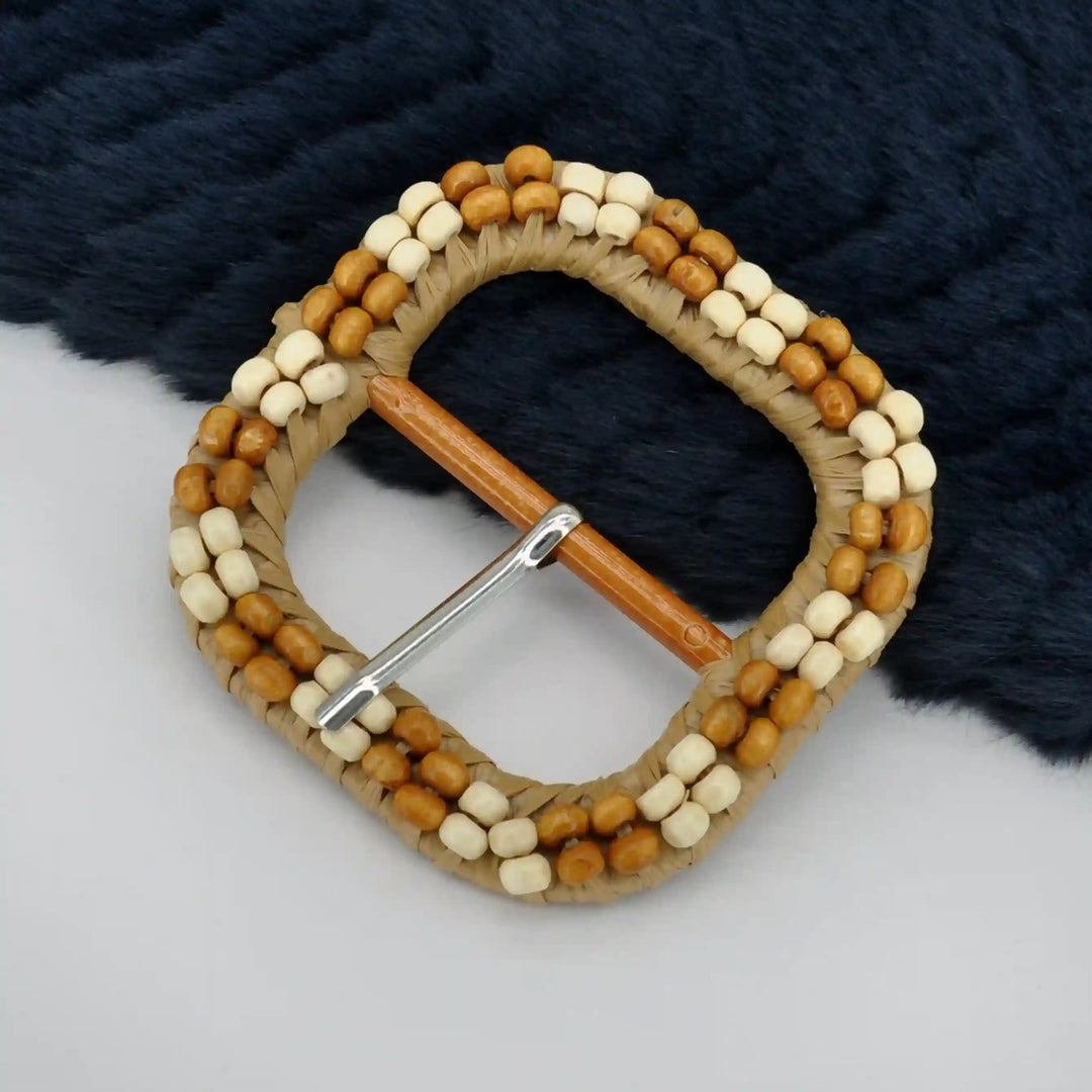 Two-Tone Raffia Wrapped Buckle