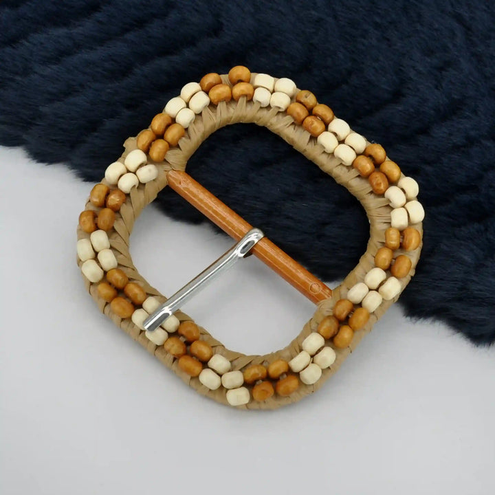 Two-Tone Raffia Wrapped Buckle