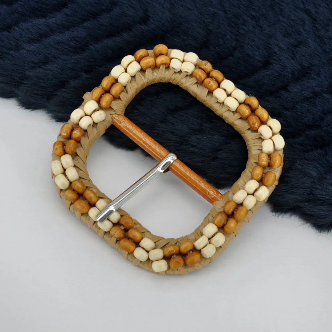Handmade Beaded Raffia Buckle