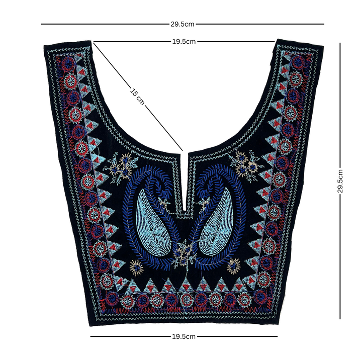 Multicolor Embroidery Neckline