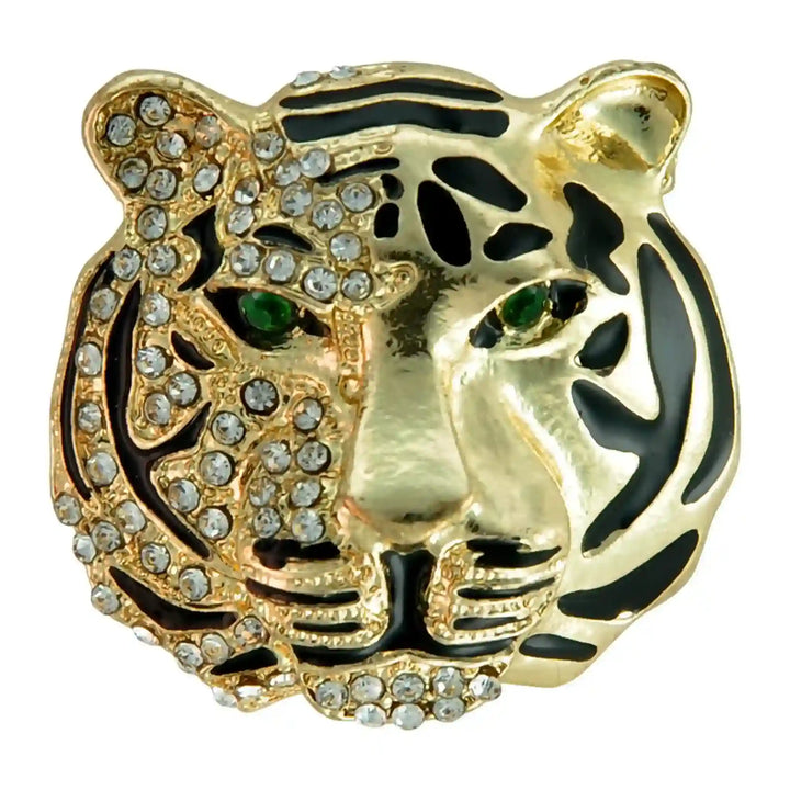 Rhinestone Tiger Brooch