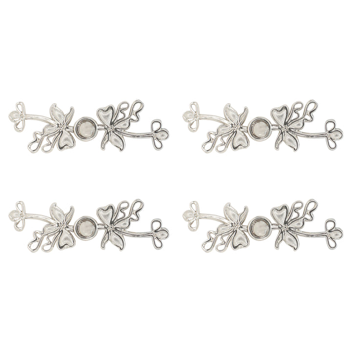 Lily flower silver Frog closure metal button