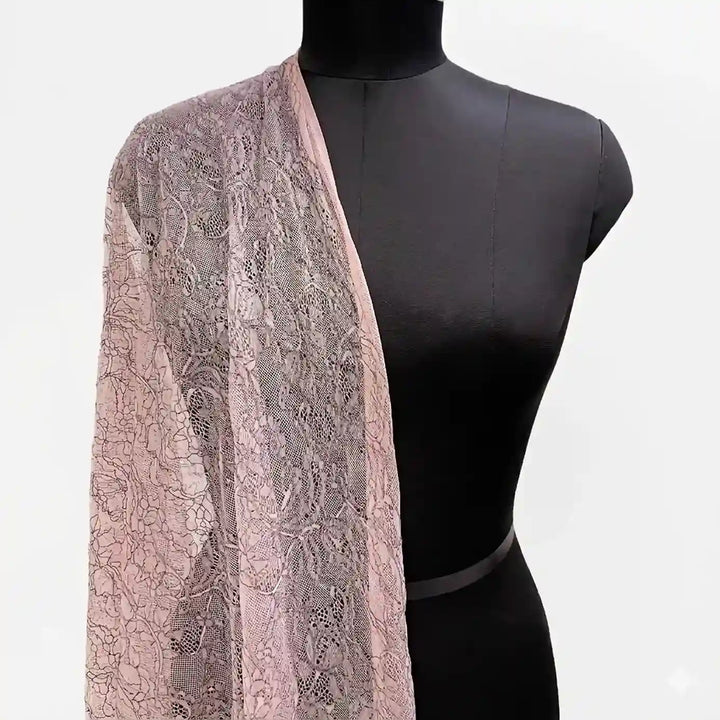 Pink French Leavers Lace Style fabric | 60 inches