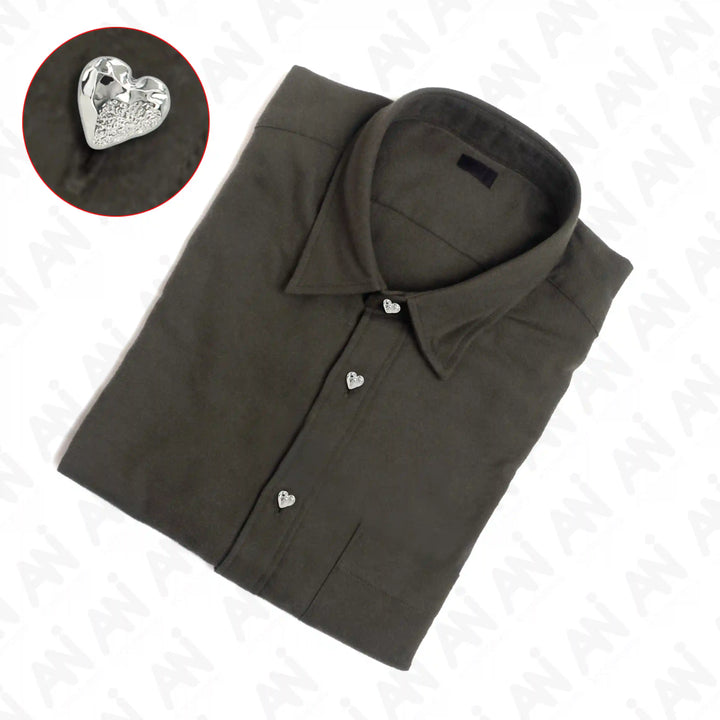 Hammered Heart Shape Shirt Button
