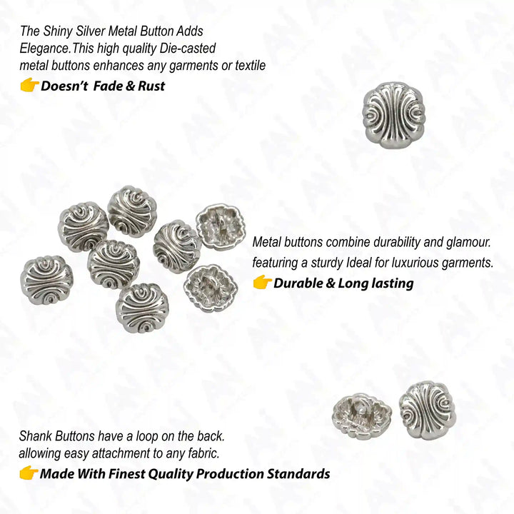 Scalloped Shirt 10mm Metal Button
