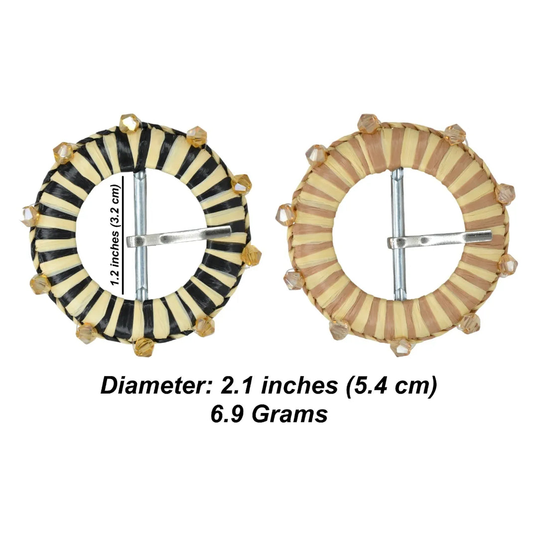 Traditional Raffia Wrapped Decorative Buckle | 5.4cm & 7cm