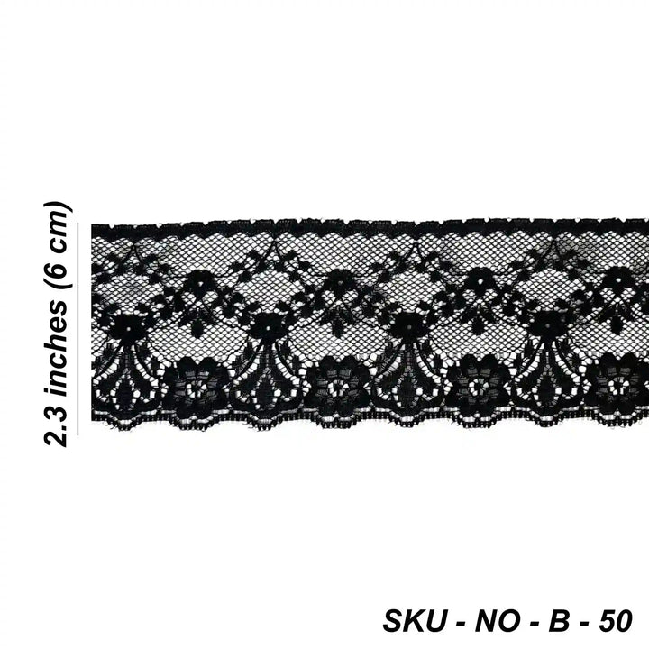 Black Elegant Floral Lace | 5 Meters | SKU-B50