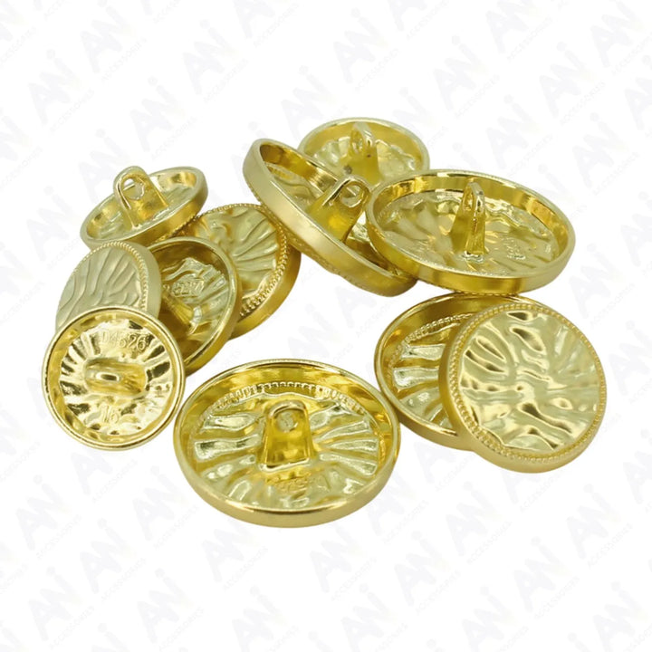 Wrinkles Inspired Golden Shank Metal Button | 15mm(24L), 19mm(30L) & 23mm(36L)