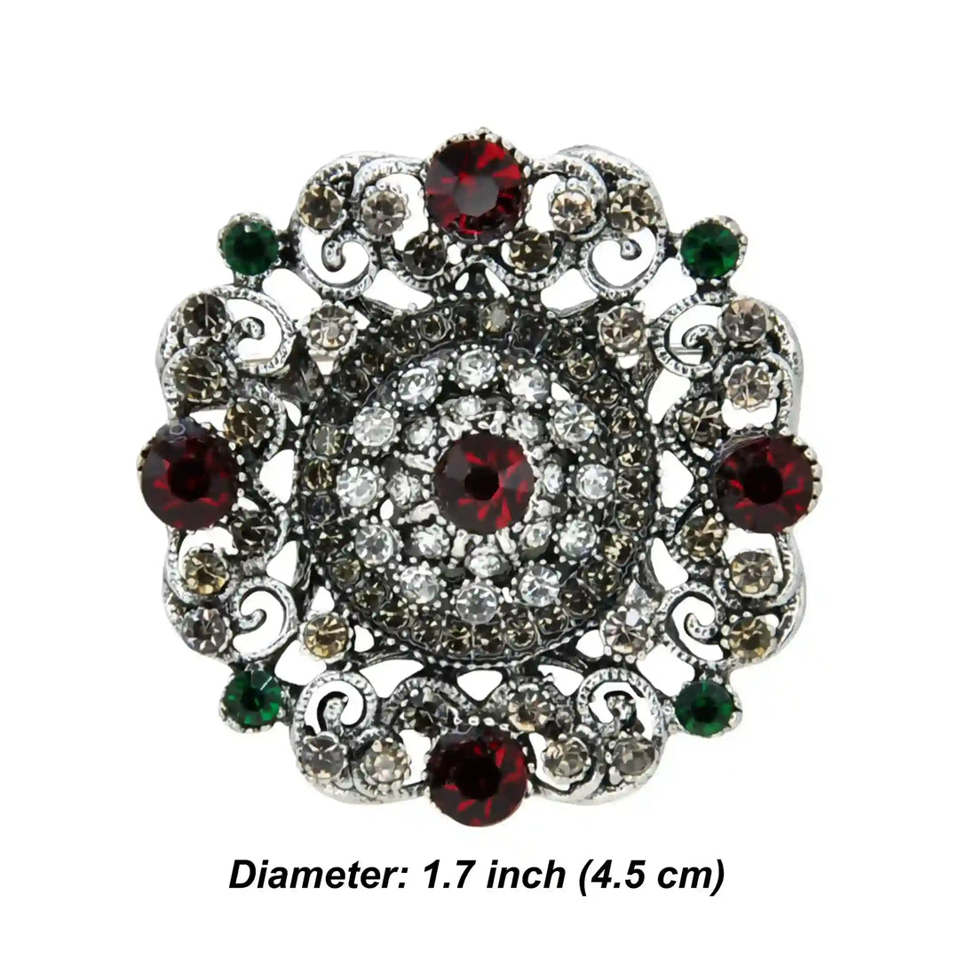 Regal Bloom Vintage Crystal Brooch