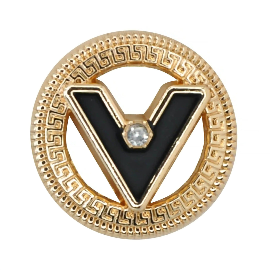 Letter V Metal Buttons | 18mm (28L), 20mm (31L) & 23mm (36L)