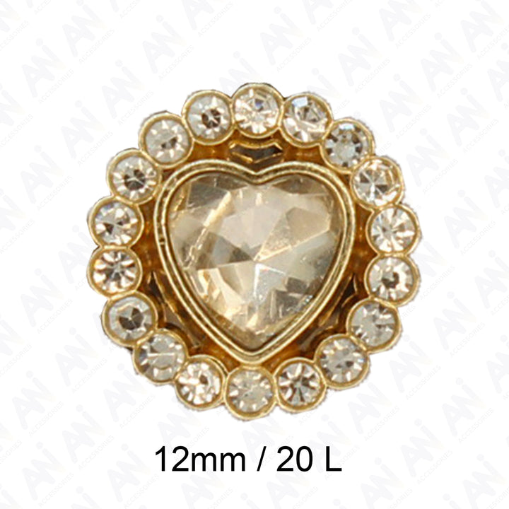 Golden Heart Button with Diamond Accents