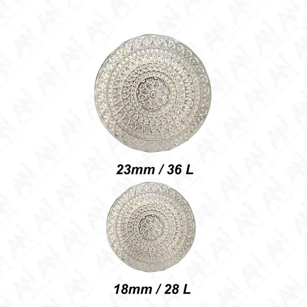 Embossed Floral Metal Buttons | 18mm(28L) & 23mm(36L)