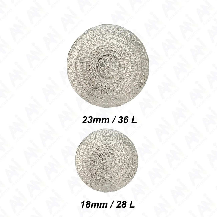 Embossed Floral Metal Buttons | 18mm(28L) & 23mm(36L)
