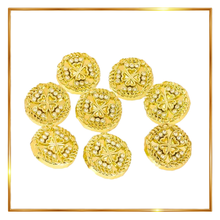 Gold Diamond Buttons with Clover Design