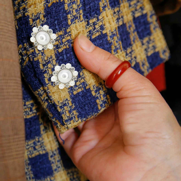 Elegant Dome Pearl Rhinestone Metal Buttons | 20mm(32L)