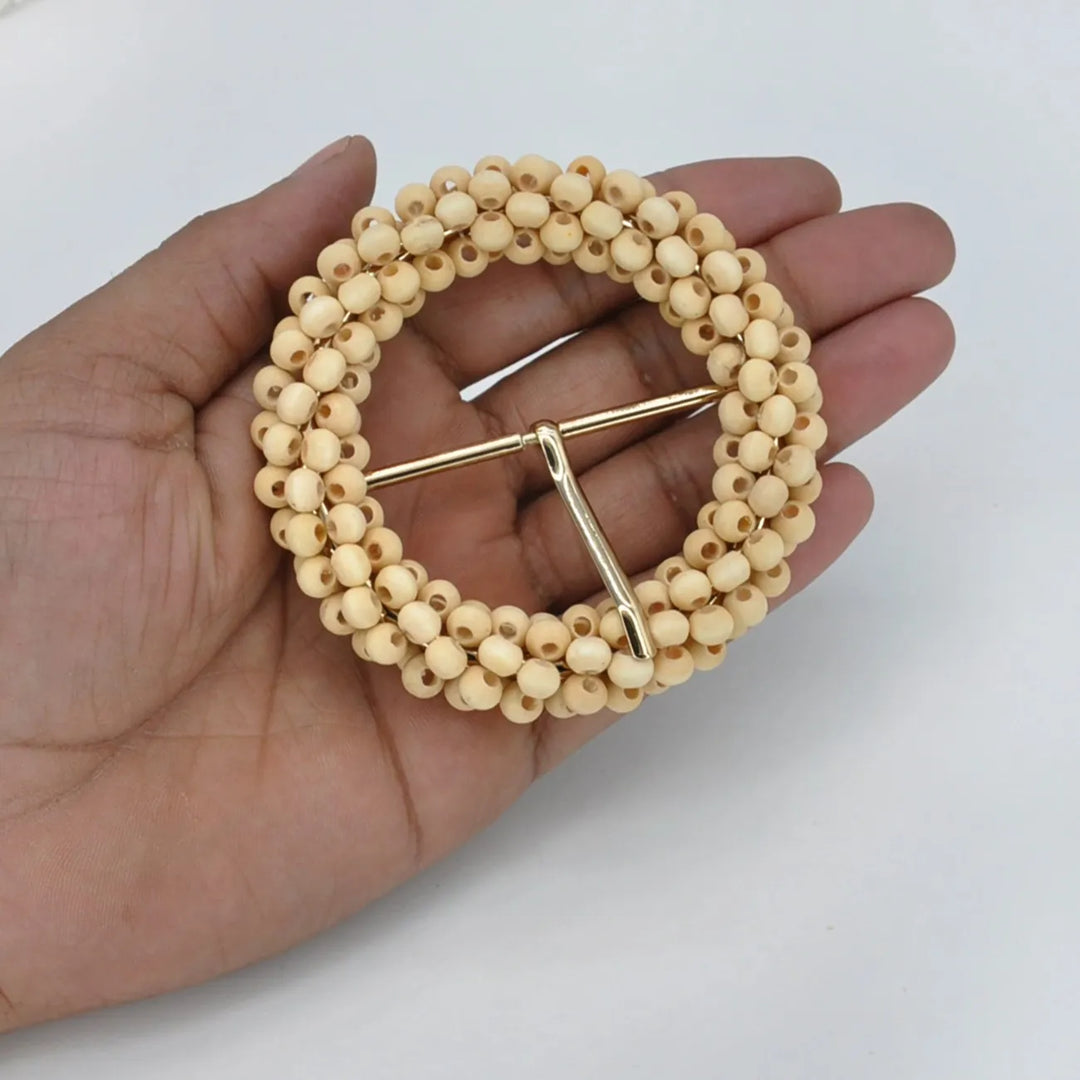Handwoven Inspired Raffia Button | 3 inches (7.8cm)