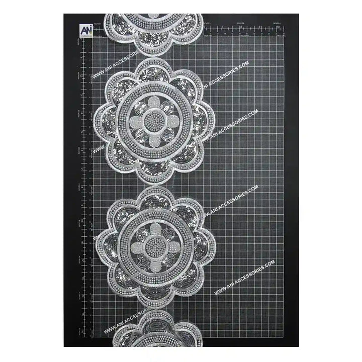 Beaded cut work Floral Chakra Lace Trim on net | 1 meter