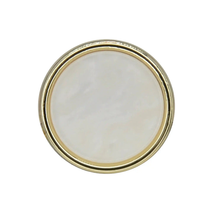 White Shell Finish Round Metal Button | 15mm (24L)