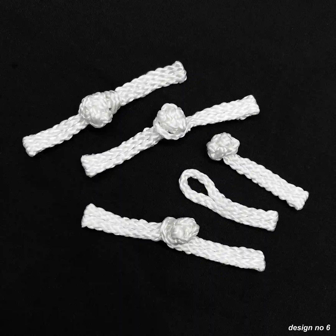 White Braided Pankou Fastener Frog Closure Buttons