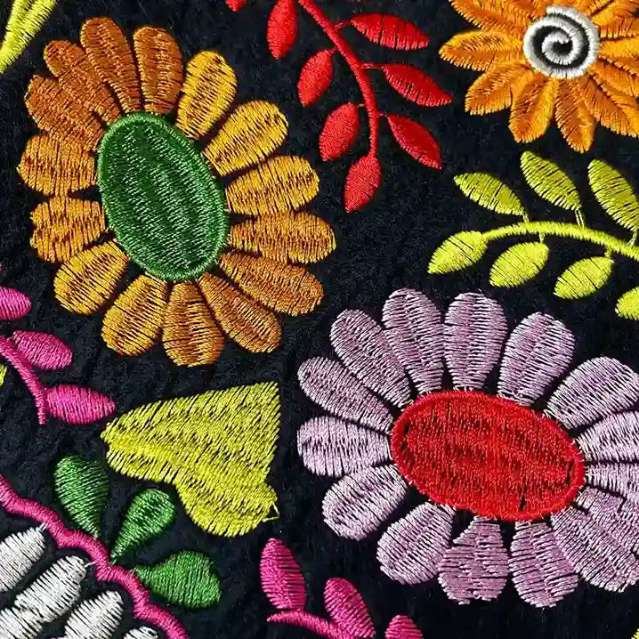 Floral Leafy Multicolor Skull Hot-Fix Patch
