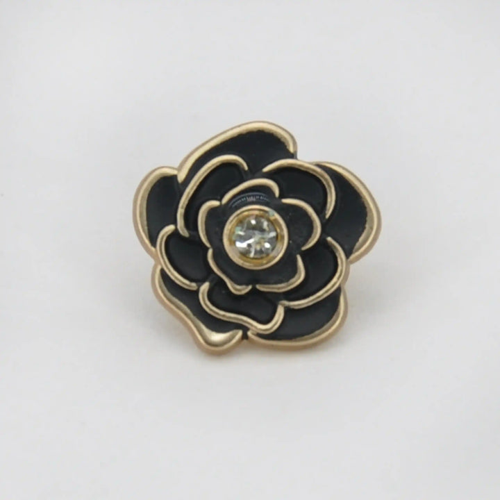 Premium Black Rose Metal Button | 12mm (20L)