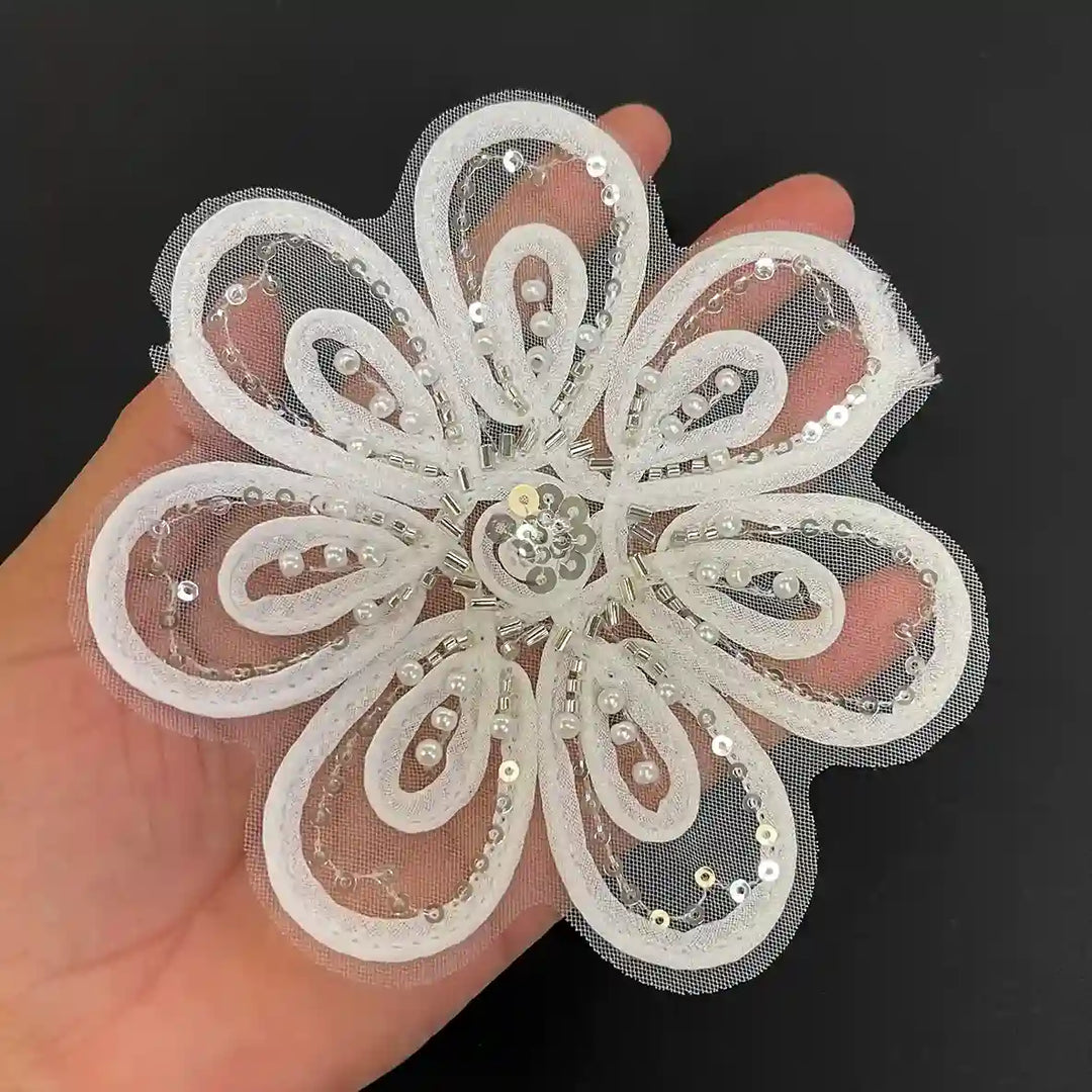 Double Blossom Beaded Patch