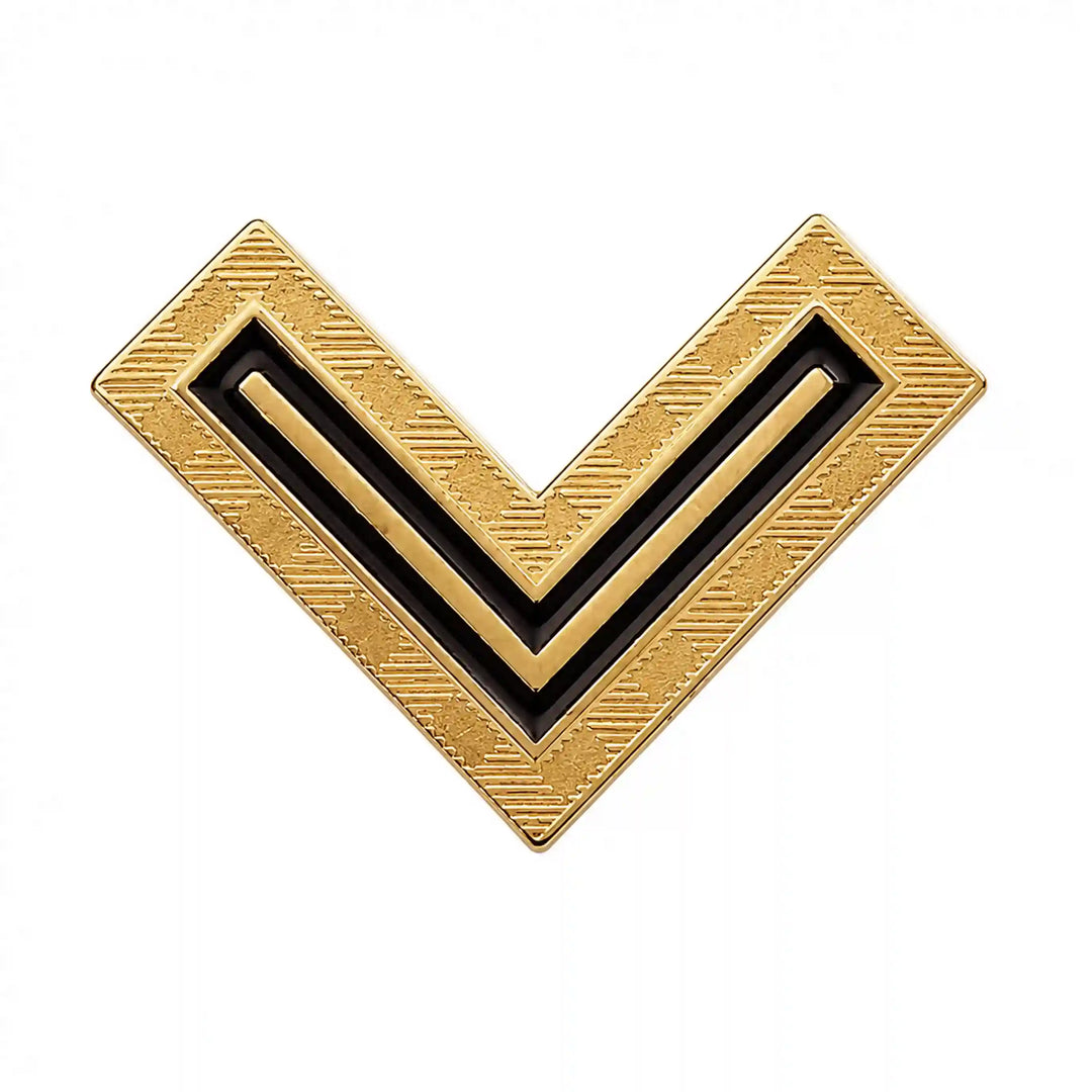 Textured Gold Enamel Chevron Collartips