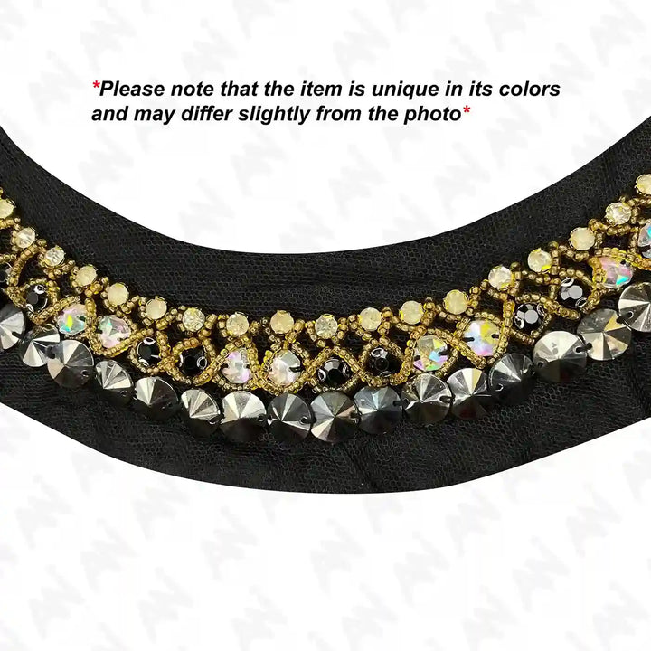 Shiny Beaded Round Neckline