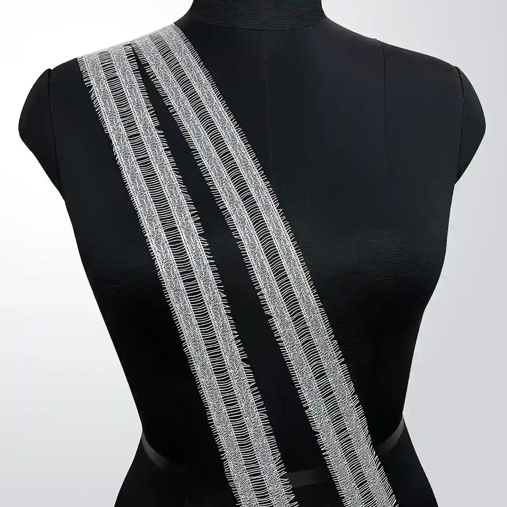 Geometric Ladder-Stitch Lace Trim