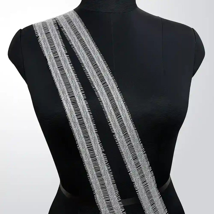 Geometric Ladder-Stitch Lace Trim