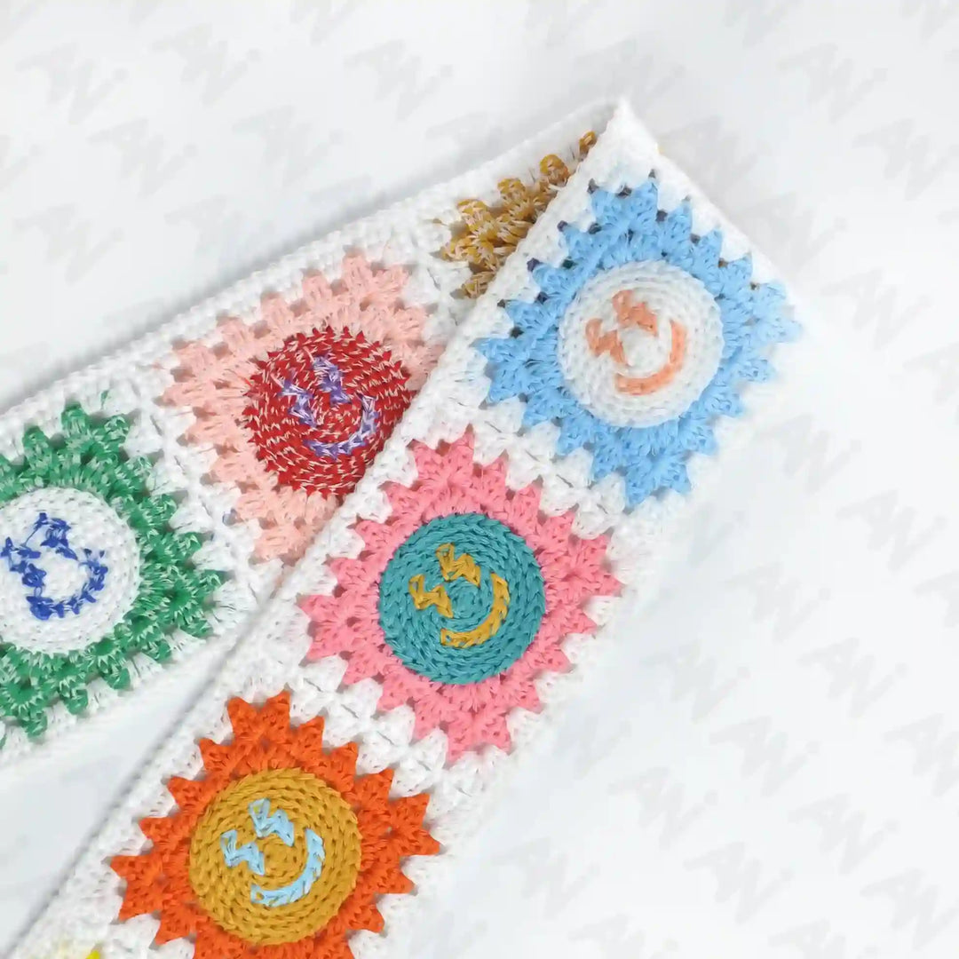 Multicolor Crocheted Granny Square Lace Trim