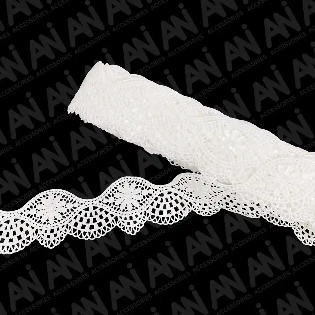 Oval Chrysanthemums Floral Sequins Lace | 2 Meter