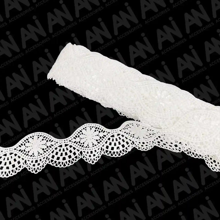 Oval Chrysanthemums Floral Sequins Lace | 2 Meter