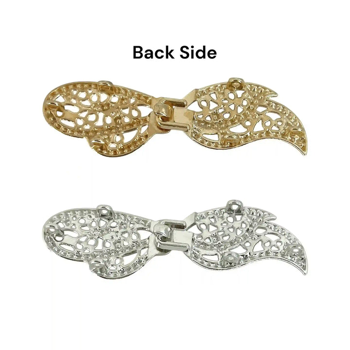 Crystal-Encrusted Filigree Metal Frog Closure Buttons