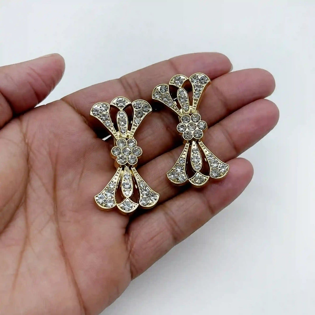 Bow Style Rhinestone Metal Frog Closure Buttons
