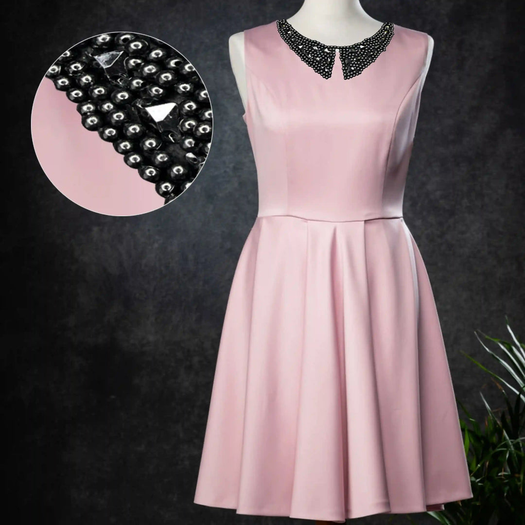 Black Bead Embellished Neckline