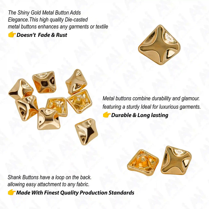 Rounded Square Metal Buttons