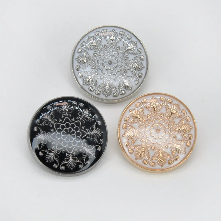 Royal Floral Metal Button | 21mm(34L) & 18mm(28L)