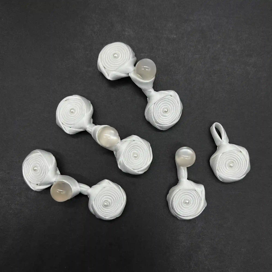 Triple Pearl Rose Frog Fastener