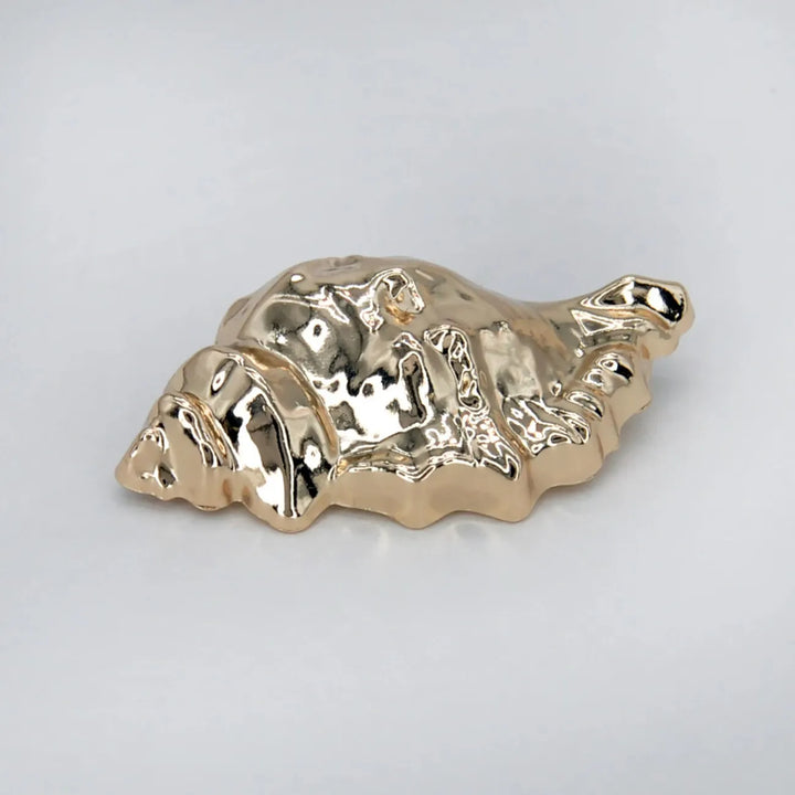 Metallic Gold Shell Shape Shank Button | 28mm x 55mm (86L)